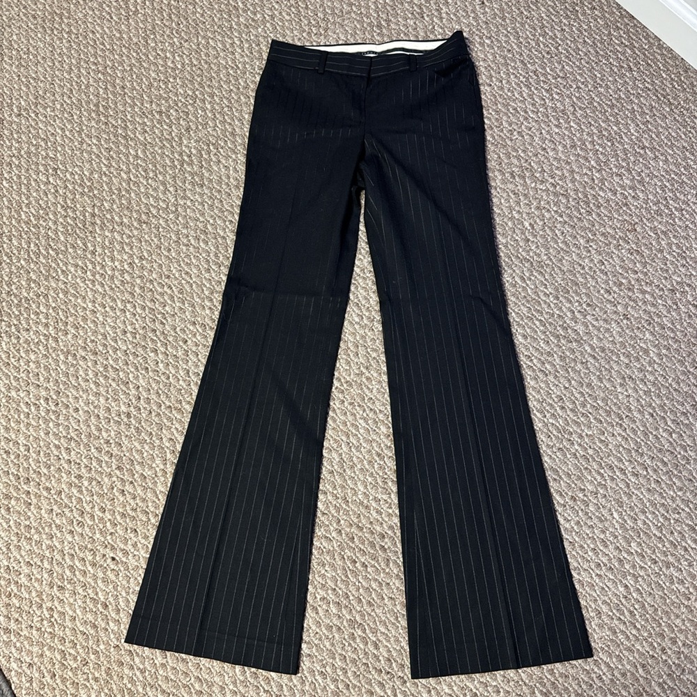 Theory Black Pinstripe Flare Pants